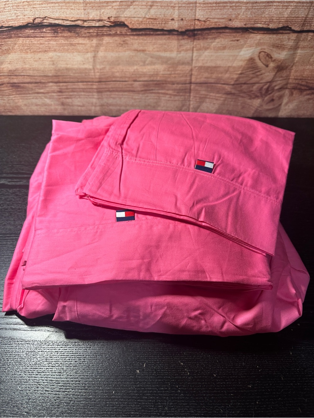 New Tommy Hilfiger Hot Pink 100% Cotton Twin Sz Sheets Fitted, Flat, PillowCase
